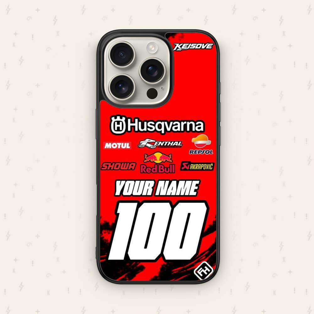 Персонализиран HUSQVARNA калъф № 55 — мото дизайн за персонализиран кейс