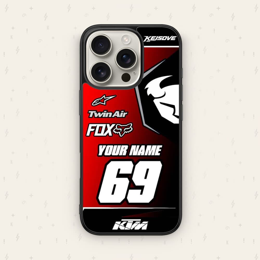 Персонализиран KTM калъф № 92 — мото дизайн за персонализиран кейс