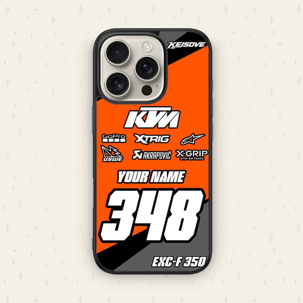 Персонализиран KTM калъф № 80 — мото дизайн за персонализиран кейс
