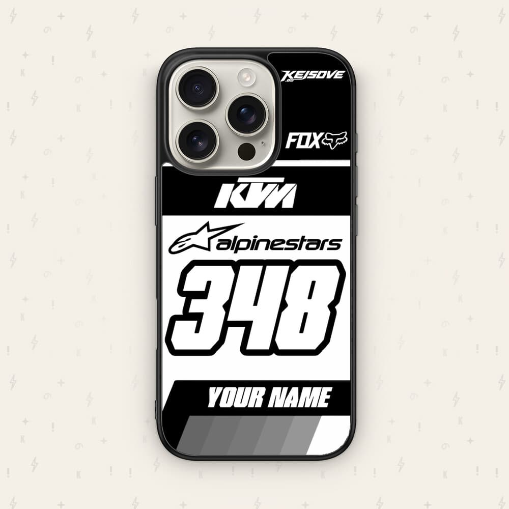 Персонализиран KTM калъф № 82 — мото дизайн за персонализиран кейс