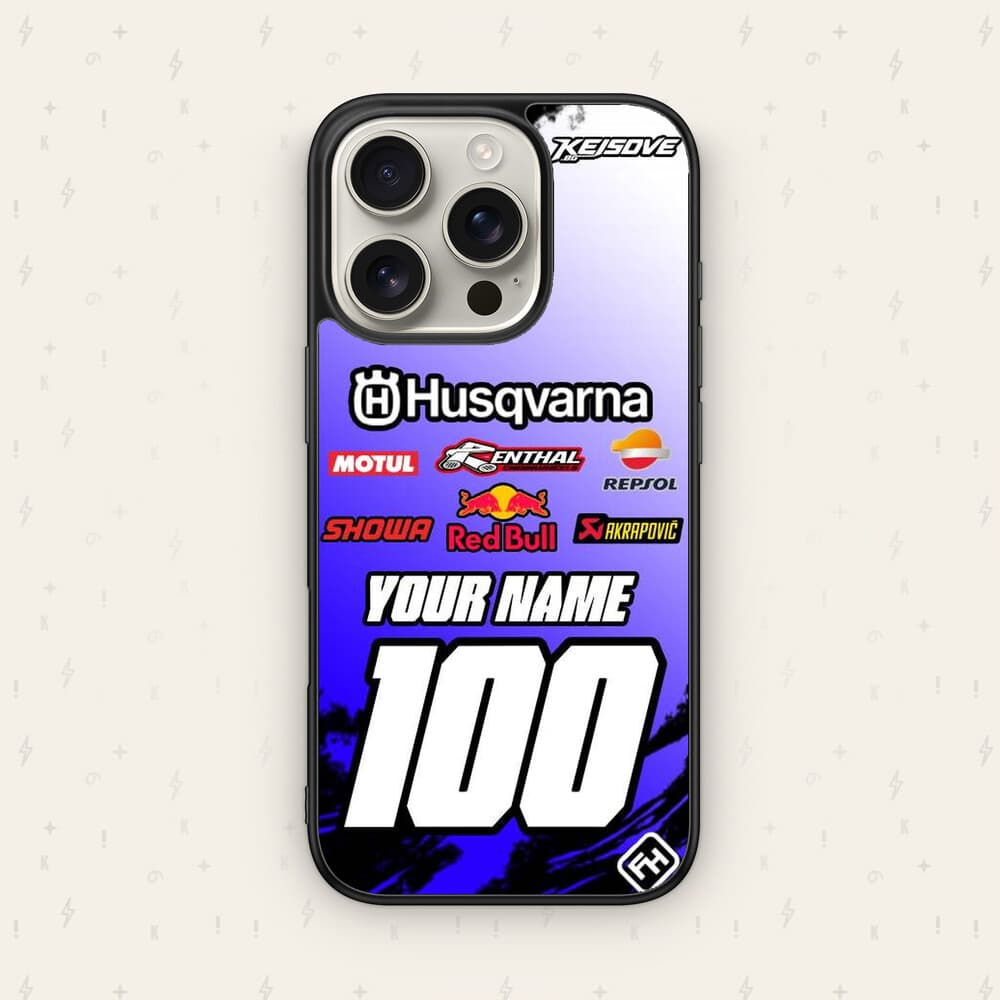 Персонализиран HUSQVARNA калъф № 56 — мото дизайн за персонализиран кейс