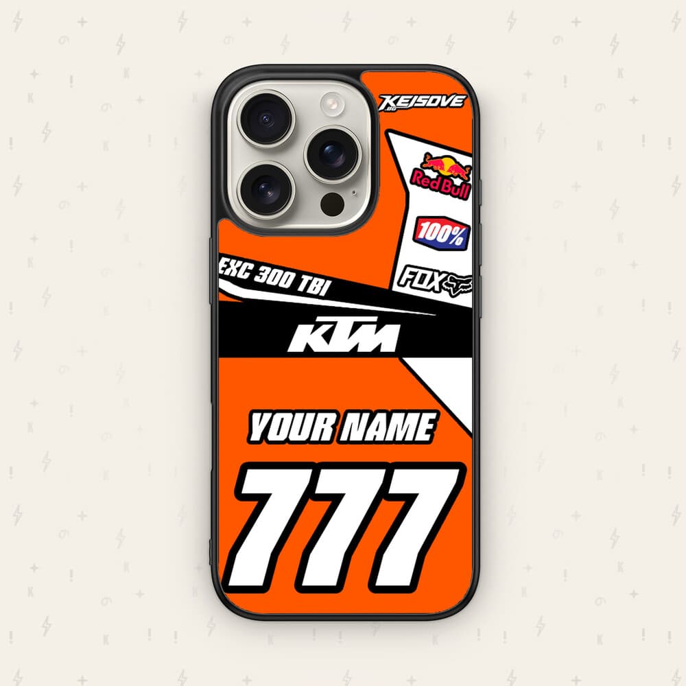 Персонализиран KTM калъф № 56 — мото дизайн за персонализиран кейс