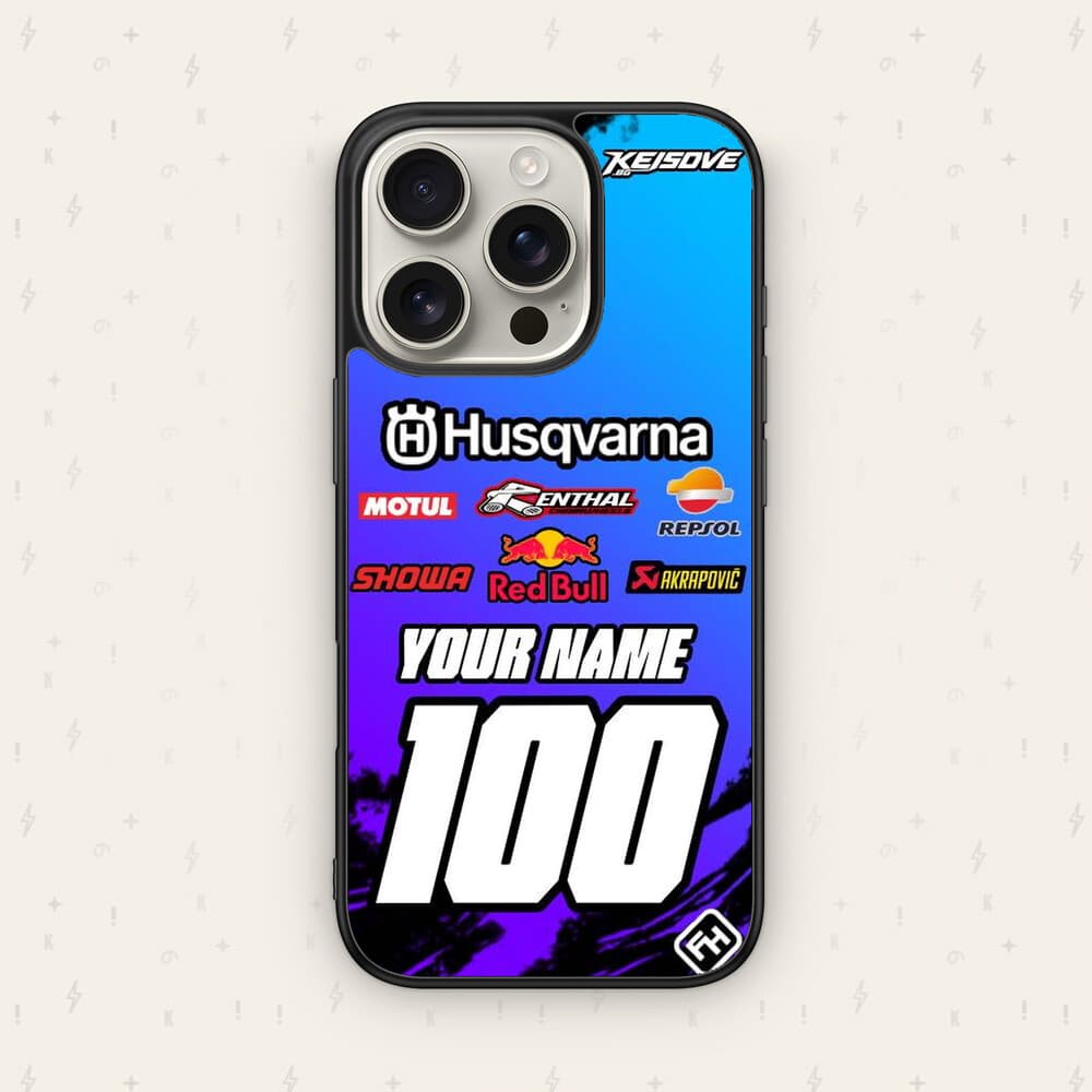 Персонализиран HUSQVARNA калъф № 57 — мото дизайн за персонализиран кейс