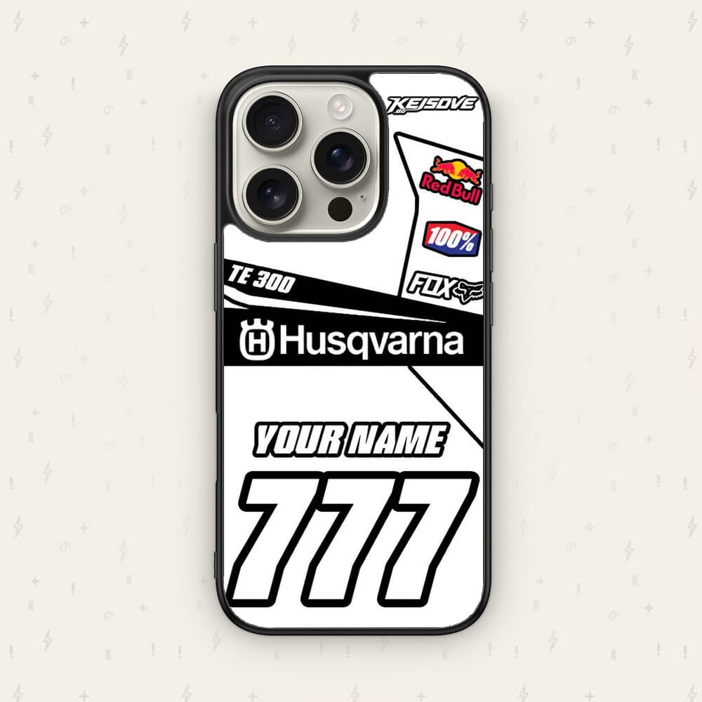 Персонализиран HUSQVARNA калъф № 17 — мото дизайн за кейс