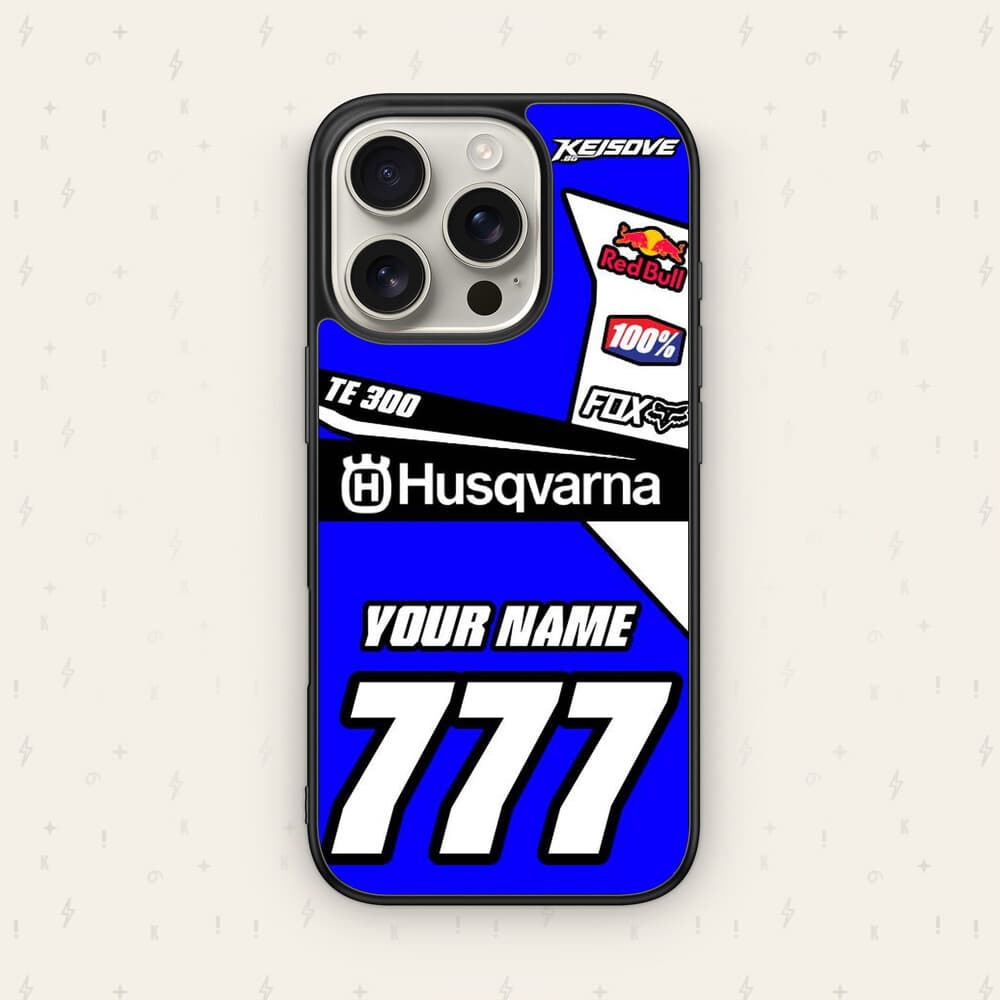 Персонализиран HUSQVARNA калъф № 22 — мото дизайн за кейс