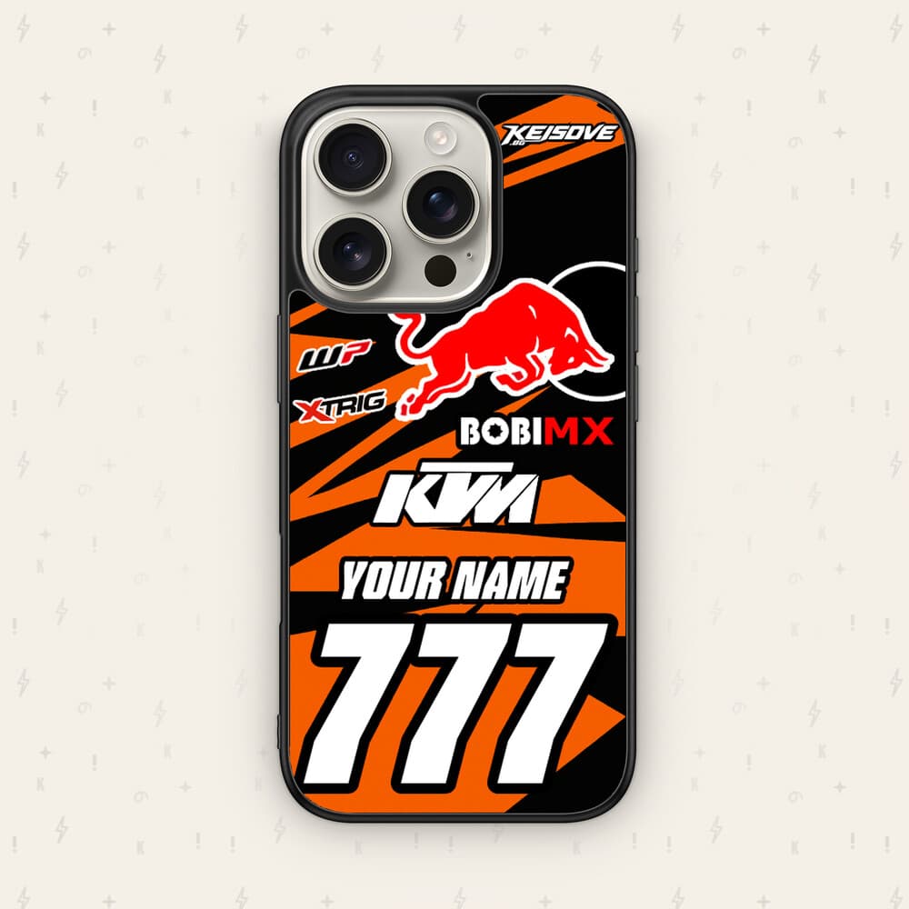 Персонализиран KTM калъф № 49 — мото дизайн за персонализиран кейс