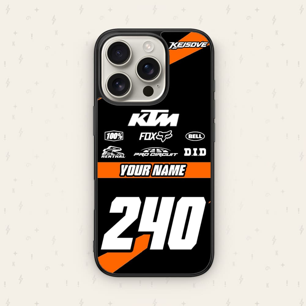Персонализиран KTM калъф № 45 — мото дизайн за кейс