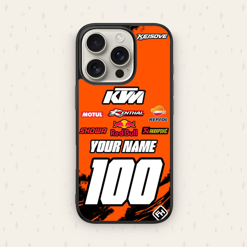 Персонализиран KTM калъф № 25 — мото дизайн за кейс