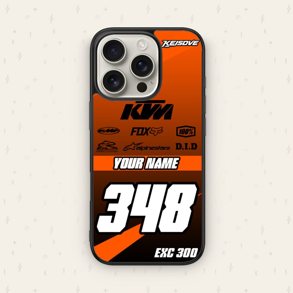 Персонализиран KTM калъф № 73 — мото дизайн за персонализиран кейс