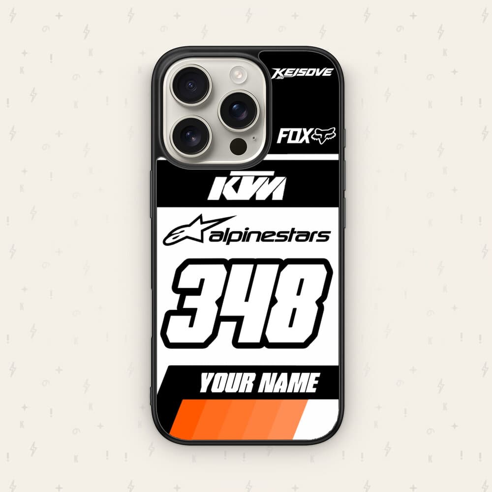 Персонализиран KTM калъф № 81 — мото дизайн за персонализиран кейс