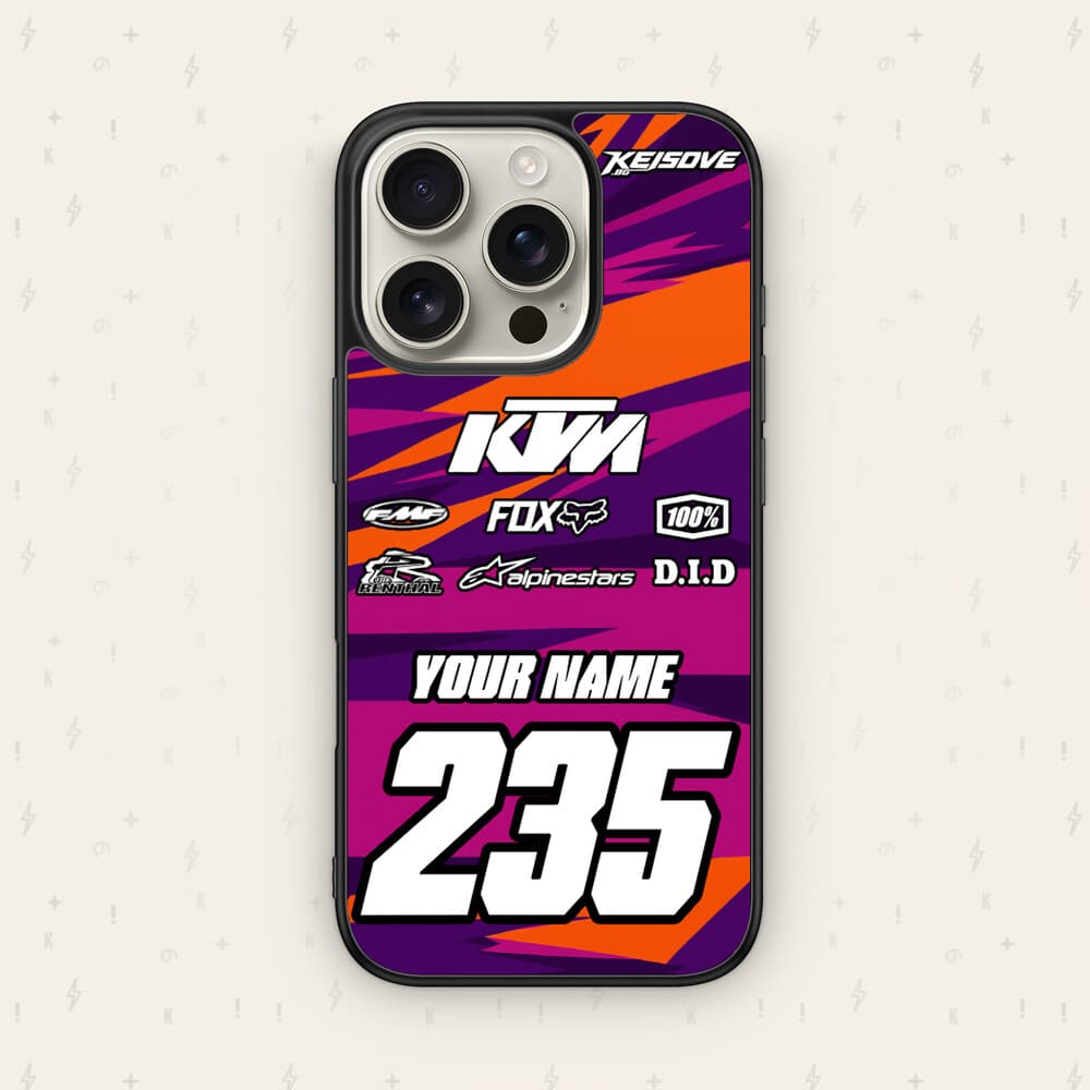 Персонализиран KTM калъф № 85 — мото дизайн за персонализиран кейс