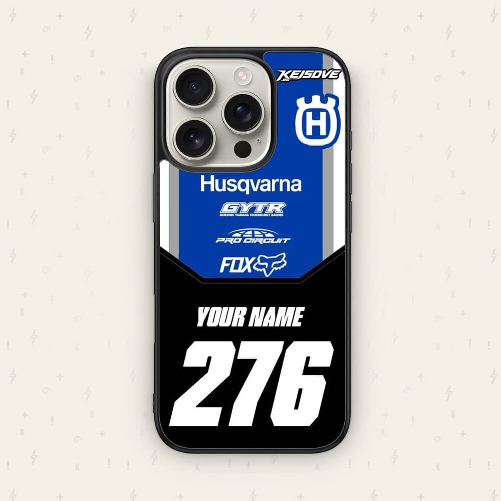 Персонализиран HUSQVARNA калъф № 11 — мото дизайн за кейс