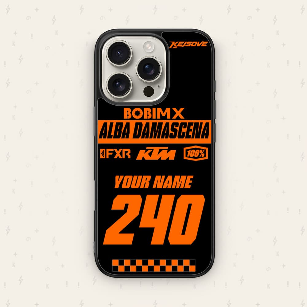 Персонализиран KTM калъф № 38 — мото дизайн за кейс