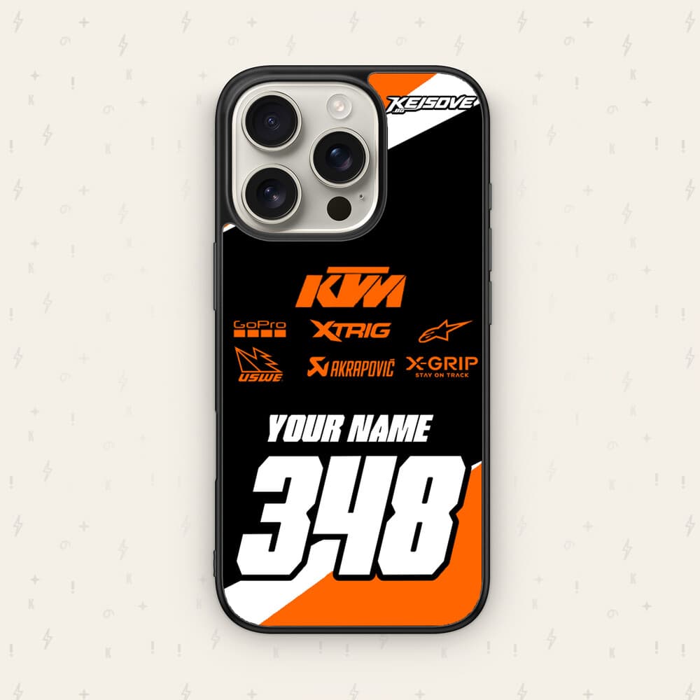Персонализиран KTM калъф № 78 — мото дизайн за персонализиран кейс